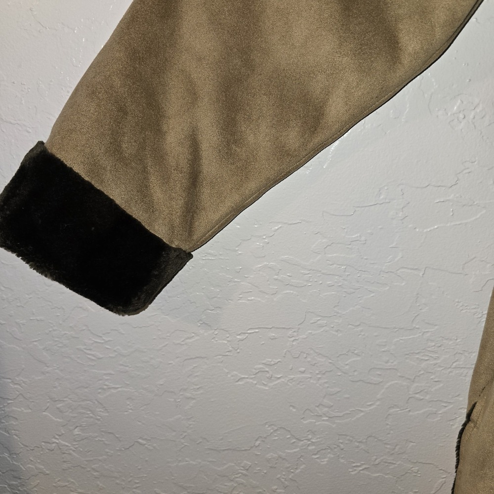 J. Jill Faux Fur Faux Suede Coat Jacket Woman's Size S Light Brown Warm Soft - Picture 2 of 6
